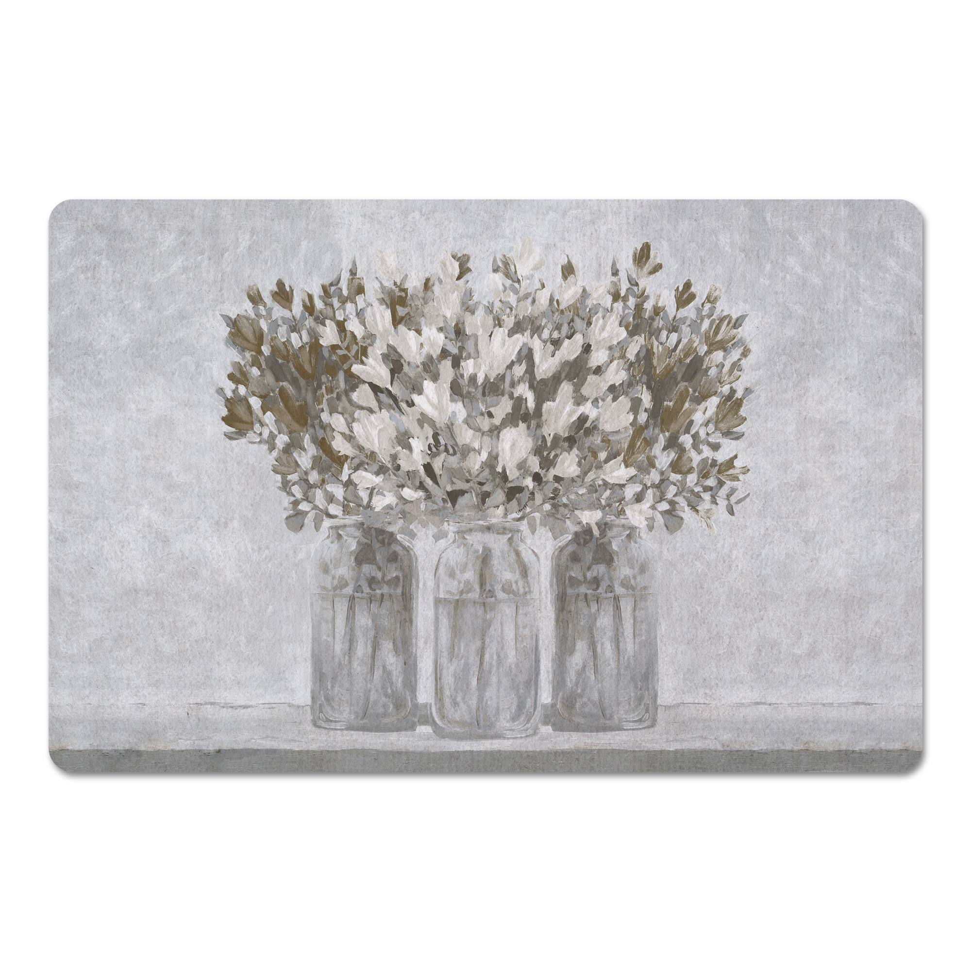 Gray Vases with Florals Floor Mat